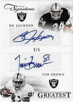 2012 Panini Prime Signatures - Greatest Signatures Combos #4 Bo Jackson / Tim Brown Front