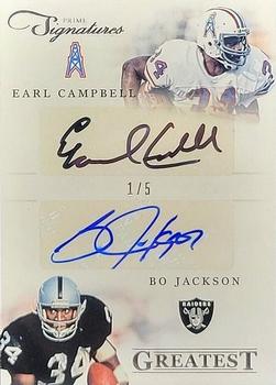 2012 Panini Prime Signatures - Greatest Signatures Combos #13 Bo Jackson / Earl Campbell Front