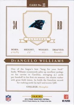 2012 Panini Prime Signatures - Prime Proof Blue #35 DeAngelo Williams Back