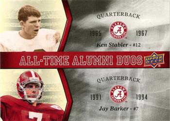 2012 Upper Deck University of Alabama - All Time Alumni Duos #ATAD-SB Jay Barker / Ken Stabler Front