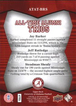 2012 Upper Deck University of Alabama - All Time Alumni Trios #ATAT-BRS Jay Barker / Jeff Rutledge / Steadman Shealy Back