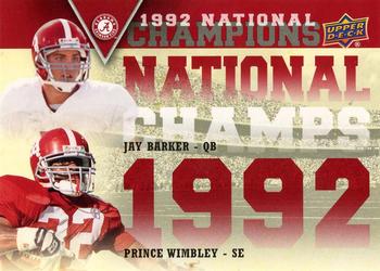 2012 Upper Deck University of Alabama - National Champions Dual #NCDBW Prince Wimbley / Jay Barker Front