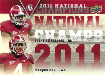 2012 Upper Deck University of Alabama - National Champions Dual #NCDRM Trent Richardson / Marquis Maze Front