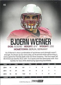 2013 Press Pass #46 Bjoern Werner Back