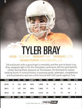 2013 Press Pass #9 Tyler Bray Back
