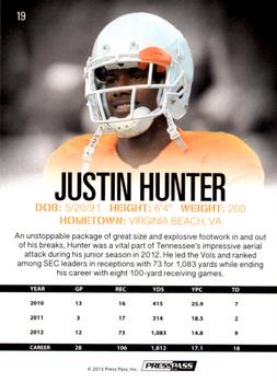 2013 Press Pass #19 Justin Hunter Back