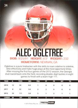 2013 Press Pass #34 Alec Ogletree Back