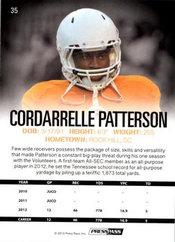 2013 Press Pass #35 Cordarrelle Patterson Back