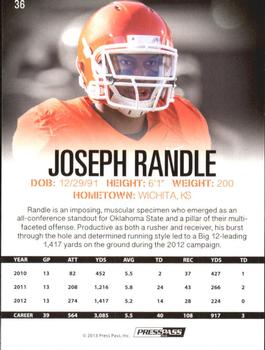 2013 Press Pass #36 Joseph Randle Back