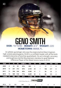 2013 Press Pass #40 Geno Smith Back