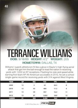 2013 Press Pass #48 Terrance Williams Back
