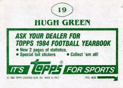 1984 Topps Stickers #19 Hugh Green Back