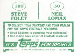 1984 Topps Stickers #30 / 180 Neil Lomax / Steve Foley Back