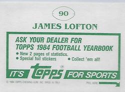 1984 Topps Stickers #90 James Lofton Back