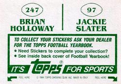 1984 Topps Stickers #97 / 247 Jackie Slater / Brian Holloway Back