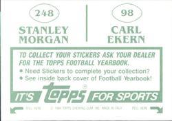 1984 Topps Stickers #98 / 248 Carl Ekern / Stanley Morgan Back