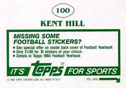 1984 Topps Stickers #100 Kent Hill Back