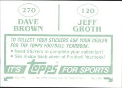 1984 Topps Stickers #120 / 270 Jeff Groth / Dave Brown Back