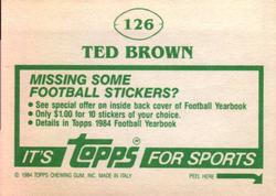 1984 Topps Stickers #126 Ted Brown Back