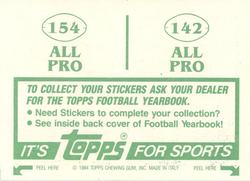 1984 Topps Stickers #142 / 154 Doug English / John Hannah Back