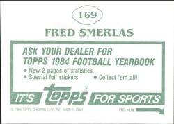 1984 Topps Stickers #169 Fred Smerlas Back