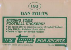 1984 Topps Stickers #192 Dan Fouts Back