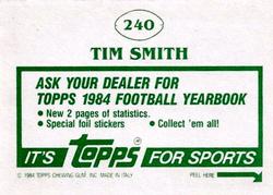 1984 Topps Stickers #240 Tim Smith Back