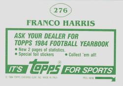 1984 Topps Stickers #276 Franco Harris Back