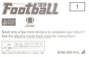 1989 Panini Stickers #1 SB XXIII Program Back