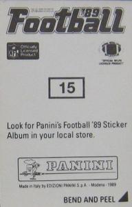1989 Panini Stickers #15 Rick Bryan Back