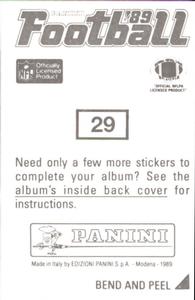 1989 Panini Stickers #29 Mike Tomczak Back