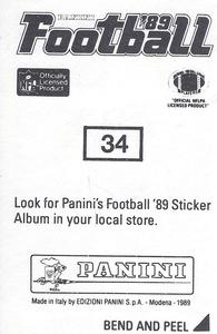 1989 Panini Stickers #34 Kelvin Martin Back