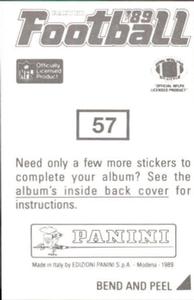 1989 Panini Stickers #57 Eric Williams Back