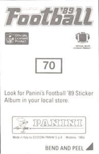 1989 Panini Stickers #70 Keith Woodside Back