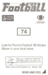 1989 Panini Stickers #74 LeRoy Irvin Back