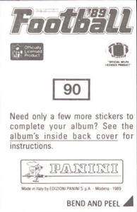 1989 Panini Stickers #90 Hassan Jones Back