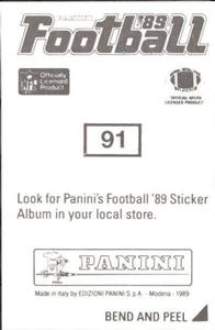 1989 Panini Stickers #91 Joey Browner Back