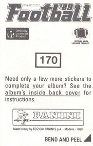 1989 Panini Stickers #170 Ron Hall Back