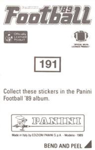 1989 Panini Stickers #191 Washington Redskins Logo Back