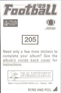 1989 Panini Stickers #205 Boomer Esiason Back