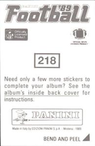 1989 Panini Stickers #218 Jim Kelly Back