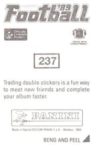 1989 Panini Stickers #237 Jim Skow Back