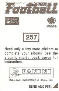 1989 Panini Stickers #257 Frank Minnifield Back