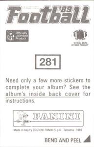 1989 Panini Stickers #281 John Grimsley Back