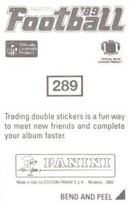 1989 Panini Stickers #289 Jon Hand Back