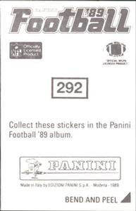 1989 Panini Stickers #292 Dean Biasucci Back