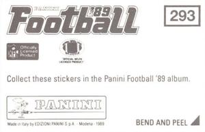 1989 Panini Stickers #293 Indianapolis Colts Helmet Back