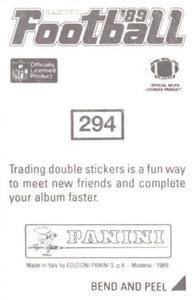 1989 Panini Stickers #294 Duane Bickett Back