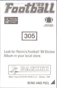 1989 Panini Stickers #305 Albert Lewis Back