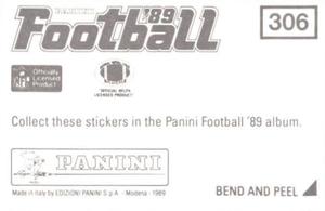 1989 Panini Stickers #306 Kansas City Chiefs Helmet Back